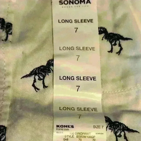 Sonoma Dinosaur Boys Size 7 Short Sleeve Button-up New - Picture 2 of 7